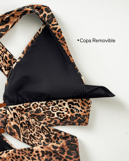  Eco-Friendly One Piece Criss Cross Strap Swimsuit