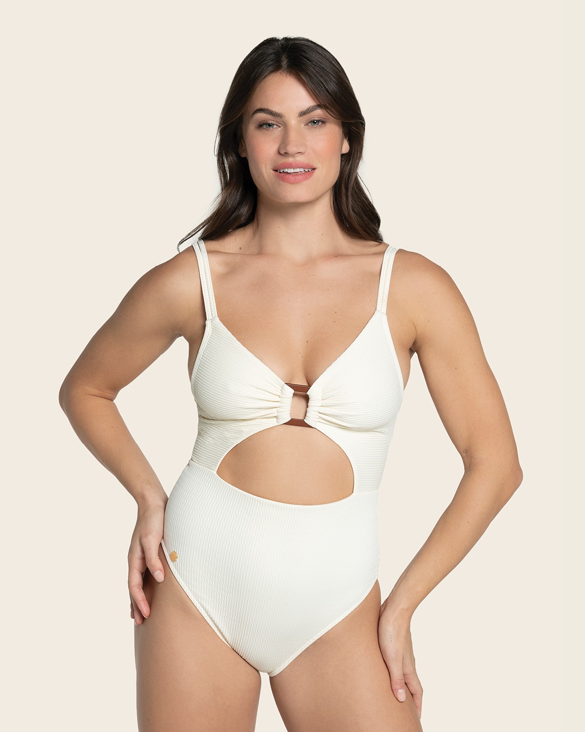  One Piece Swimsuit With Adjustable Straps And Back