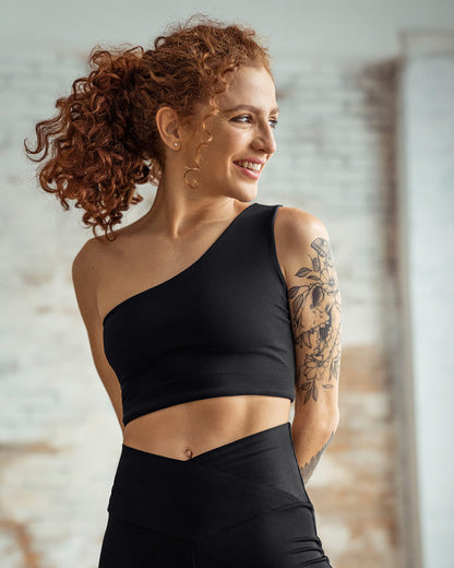  Double Sided One Shoulder Sports Bra