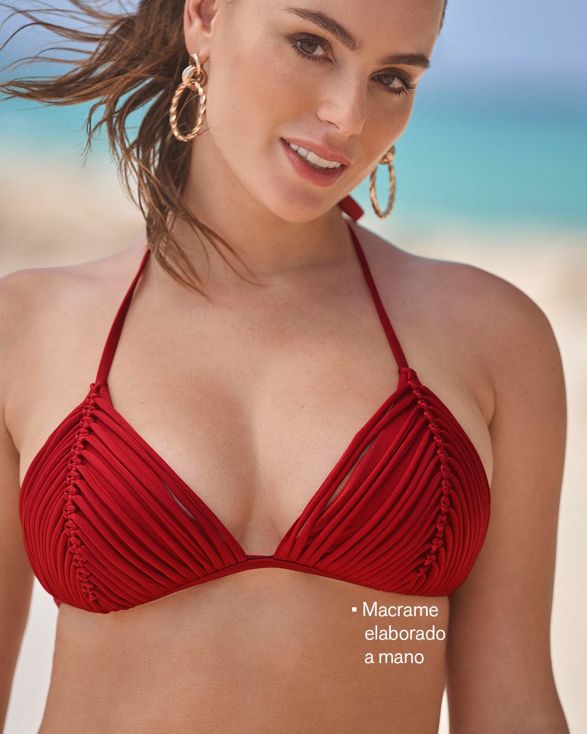  Handmade Macramé Detail Adjustable Triangle Bikini