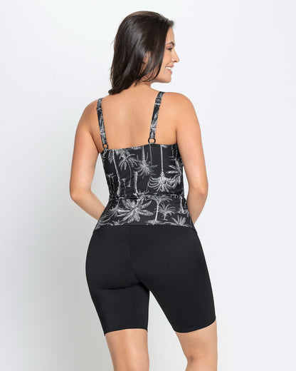  Long Slimming Short Bottom Graphic Tankini