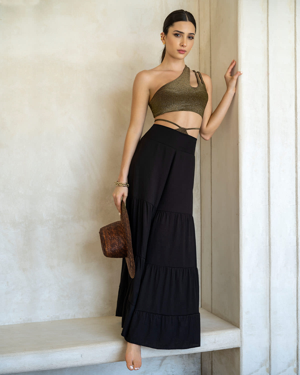  Asymmetrical Bikini Set With Decorative Tie Details