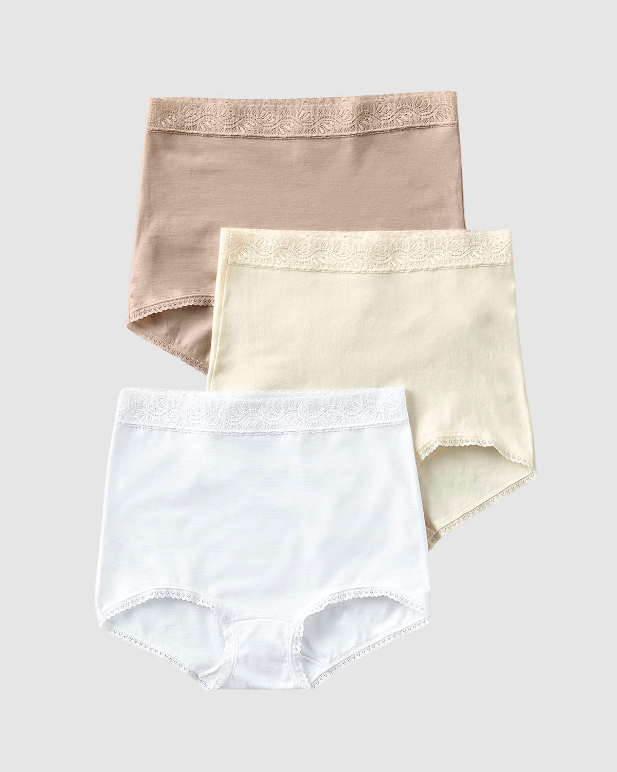  3-pack High-waisted Lace Trim Brief Knickers