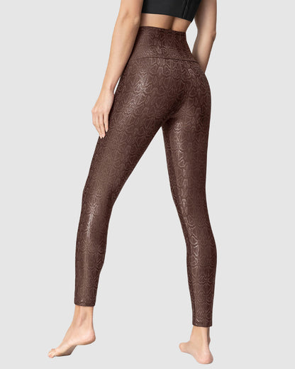  Faux Croc Leather Zip-Front Shaper Legging