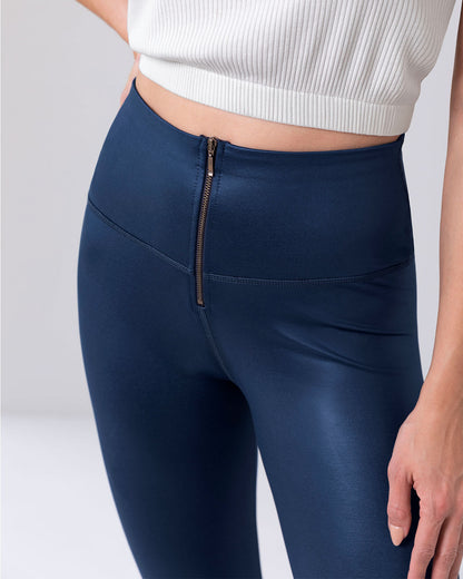  Leather Look Zip-Front Sculpting Legging
