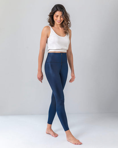  Leather Look Zip-Front Sculpting Legging