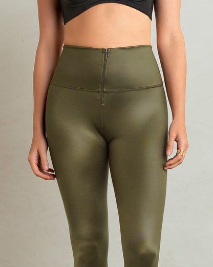  Leather Look Zip-Front Sculpting Legging