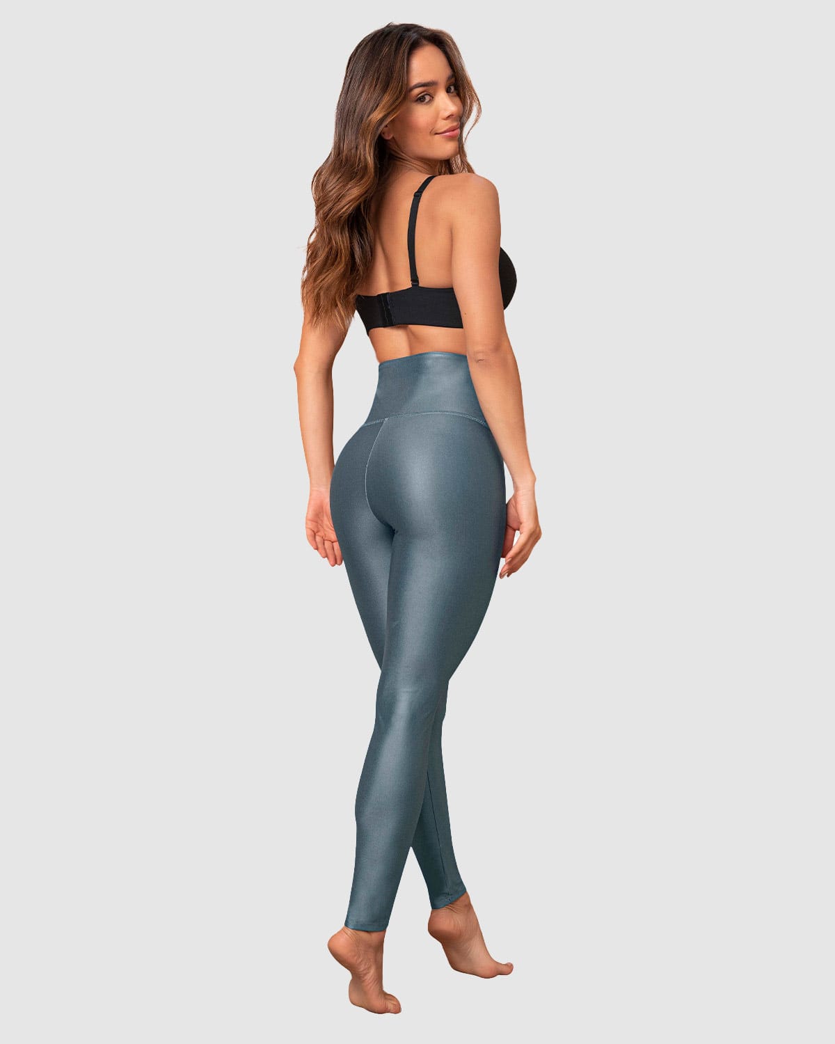 Leather Look Zip-Front Sculpting Legging