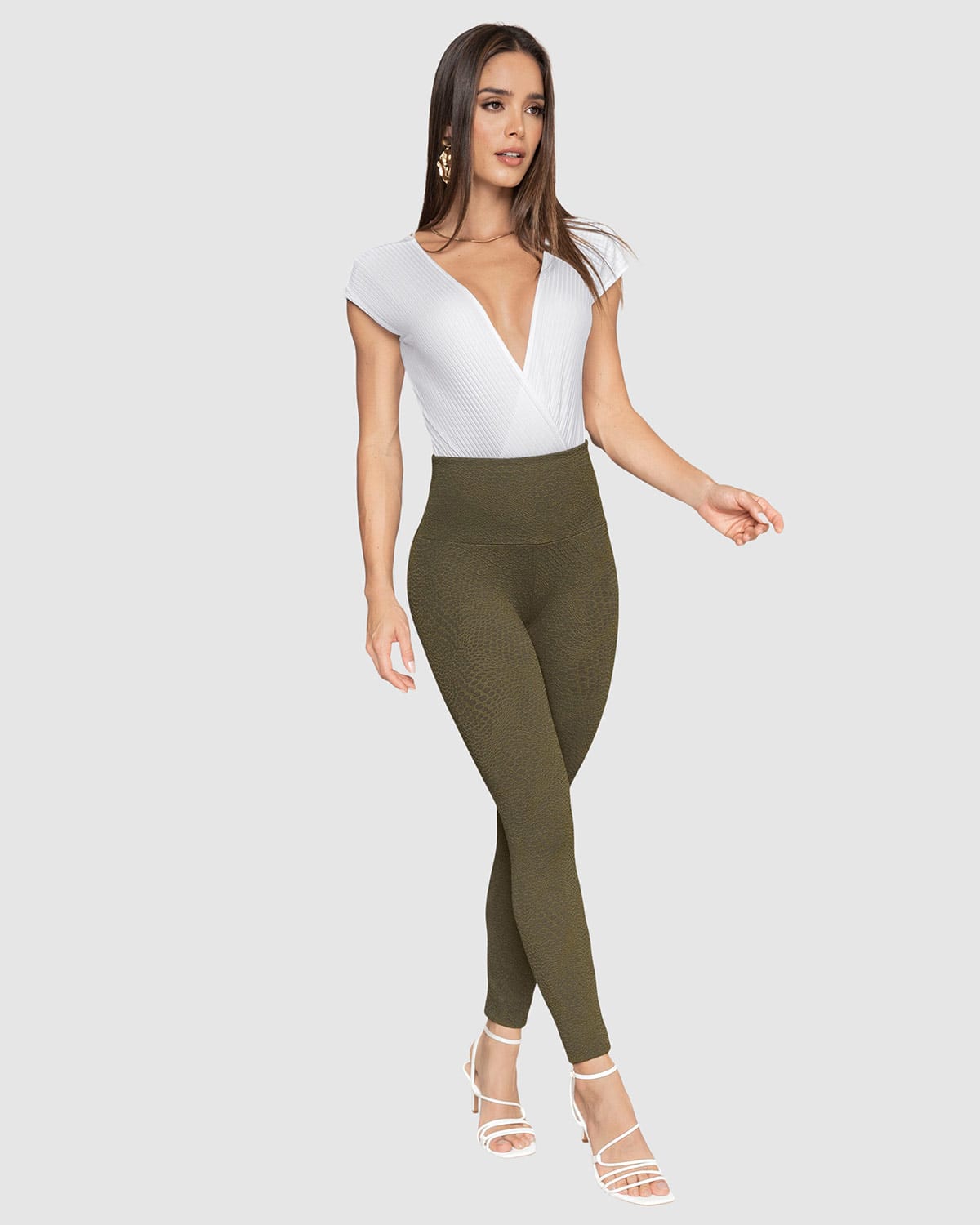  Firm Compression Legging With Textured Pattern