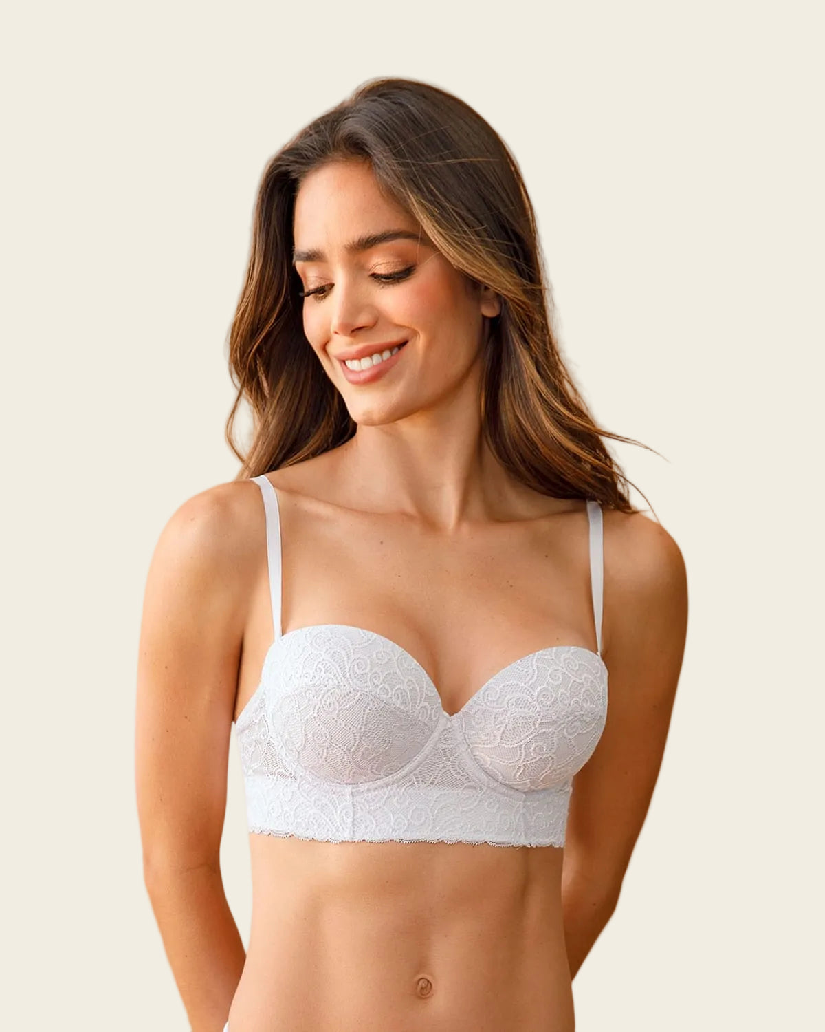  Lace Balconet-Style Push Up Bra With Wide Underbust Band