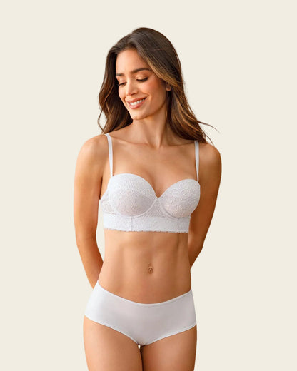  Lace Balconet-Style Push Up Bra With Wide Underbust Band