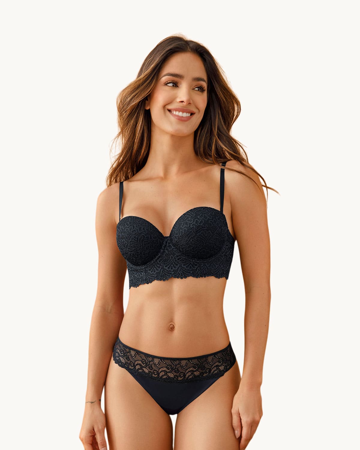  Lace Balconet-Style Push Up Bra With Wide Underbust Band